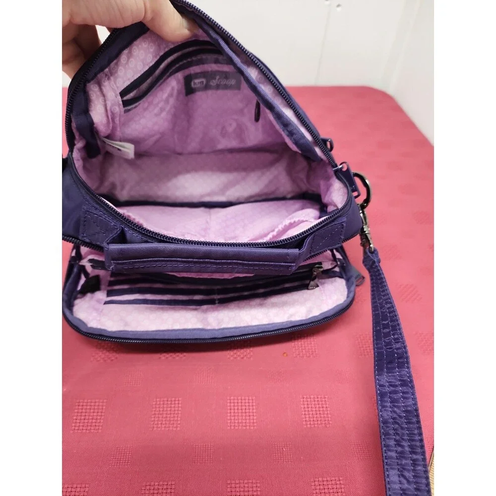 Lug Scoop Medium Top Handle Crossbody Bag In Purple RFID Pocket Travel Friendly